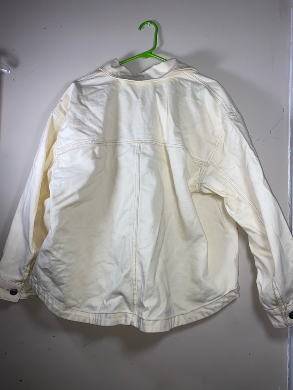 Cream Oversized Contrast Stitch Denim Jacket see pic & description - Picture 6 of 10